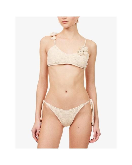 Devon Windsor White Ammie Crochet Knit Bikini Bottoms