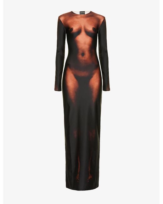 Jean Paul Gaultier Multicolor X Lotta Volkova Naked Graphic-print Stretch-jersey Maxi Dress