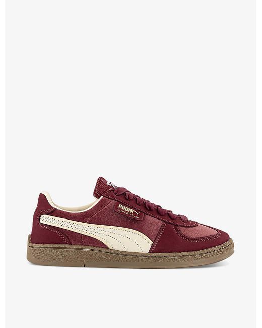 PUMA Red Super Team Brand-tab Low-top Suede Trainers