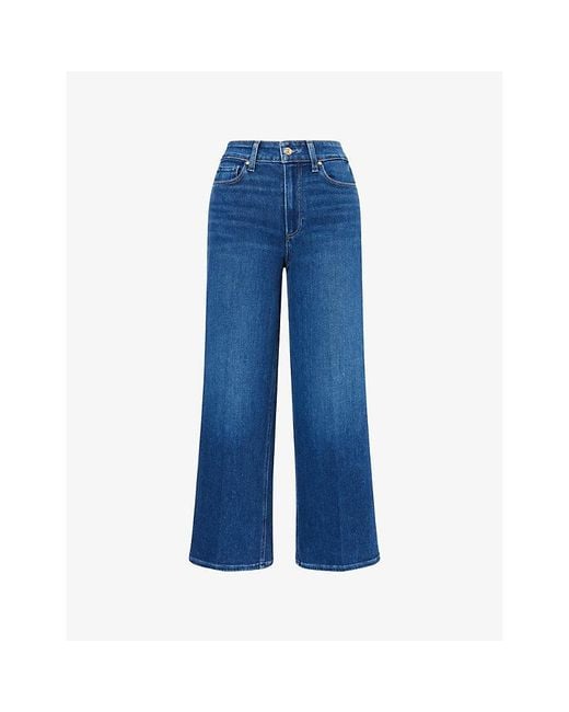 PAIGE Blue Anessa Wide-Leg Stretch-Denim Blend Jeans