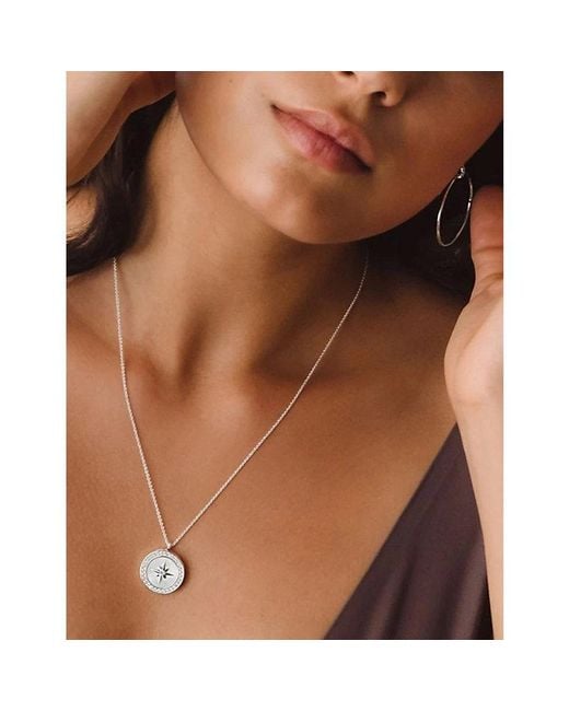 Astley Clarke White Polaris Large Sterling- Mother-Of-Pearl And Sapphire Locket Necklace