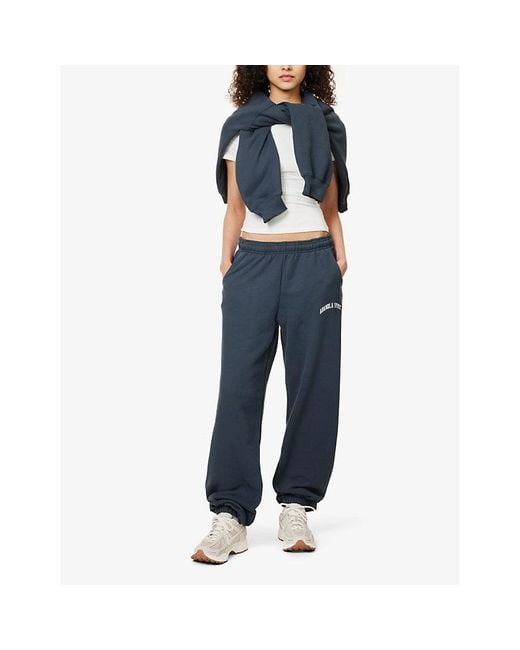 ADANOLA Blue Straight-Leg Cotton-Jersey Jogging Bottoms
