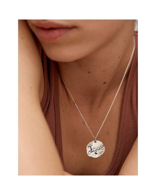 Monica Vinader White Capricorn Zodiac Sterling- Pendant Necklace