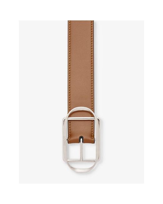 Loewe White Curved Buckle Leather Belt