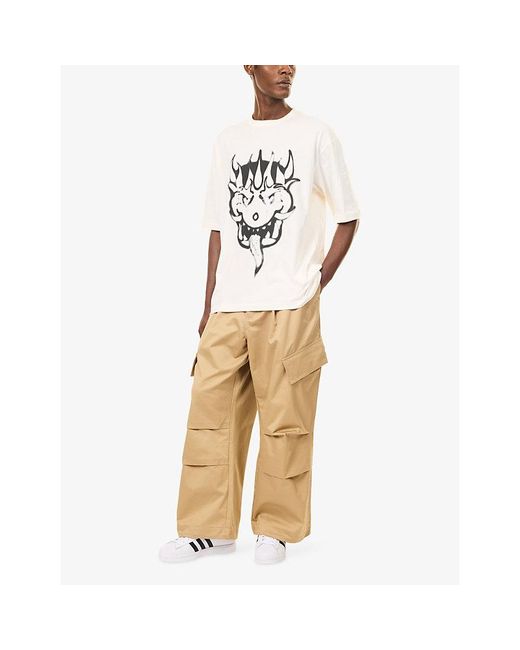 Y-3 White Graphic-Print Short-Sleeve Cotton T-Shirt for men