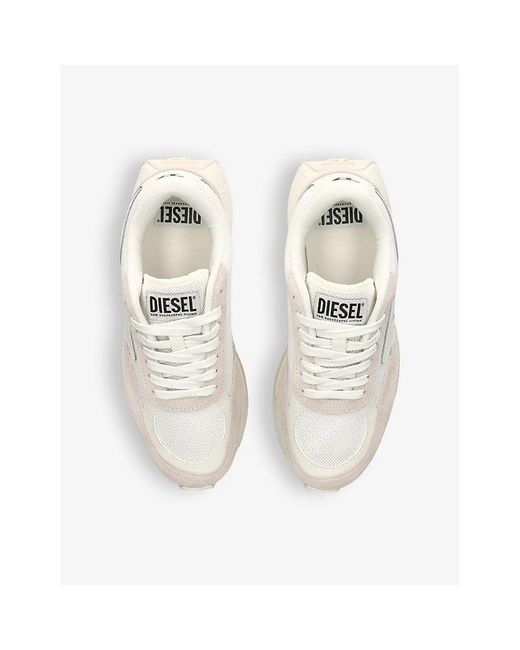 DIESEL Natural Tyche Logo-print Leather Low-top Trainers
