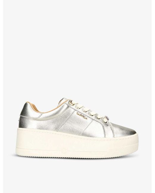 Carvela Kurt Geiger Natural Connected Metallic-leather Low-top Trainers