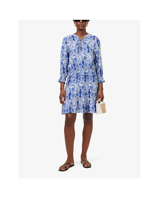Heidi Klein Lake Como Floral Pattern Woven Mini Dress in Blue Lyst UK