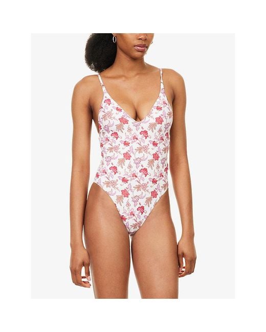 Seafolly Red Summer Chintz V-Neck Swimsuit