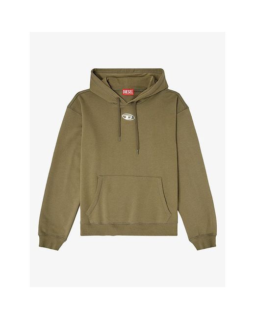 DIESEL Green Metallic-Logo Cotton Hoody for men