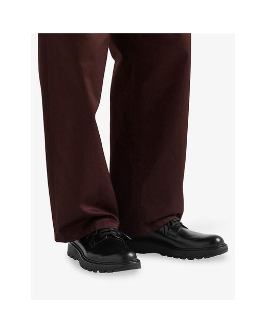 Prada Black Lug-Sole Leather Derby Shoes for men