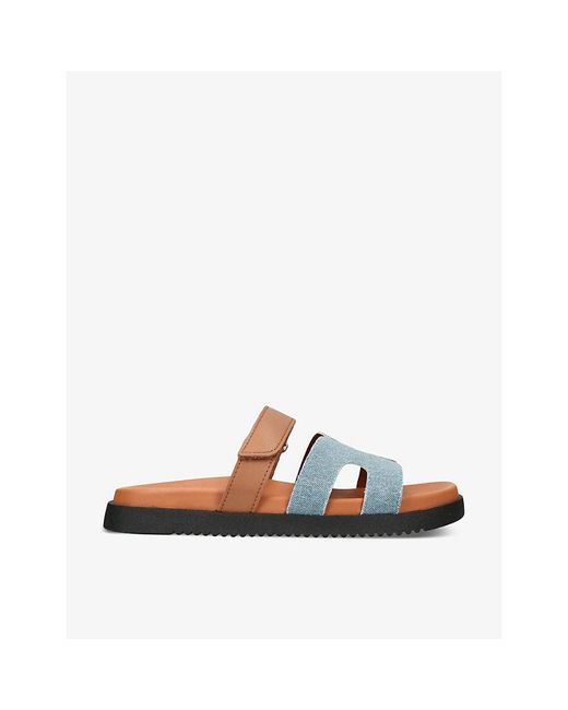 Steve Madden Blue Missile Multi-Strap Flat Leather And Sandals