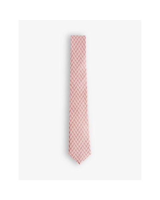Ted Baker Pink Lacebt Geometric-print Silk Tie for men