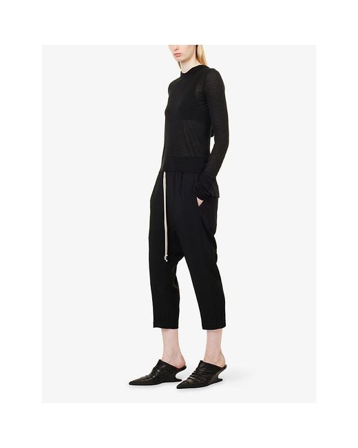 Rick Owens Black Astaires Cropped Cady-Crepe Trousers