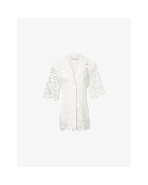 Atelier Ninety Five White Lace Oversized Cotton-Blend Shirt