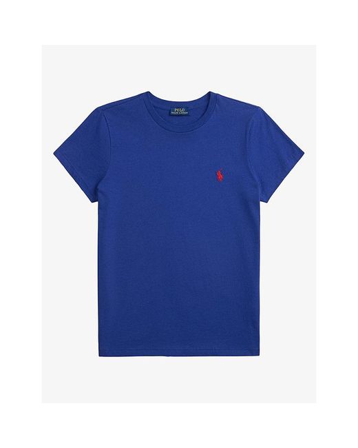 Polo Ralph Lauren Blue Classic-Fit Logo-Embroidered Cotton-Jersey T-Shirt
