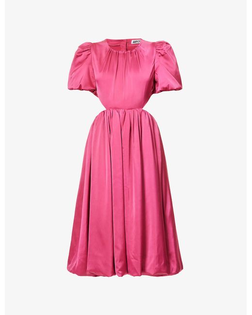 Amy Lynn Alana Puff-sleeved Satin Gown in Pink | Lyst Canada