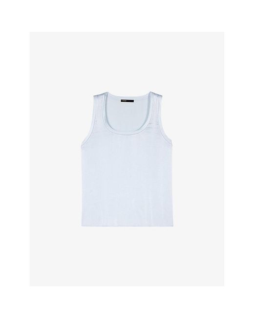 Maje White Round-Neck Stretch-Silk Vest Top