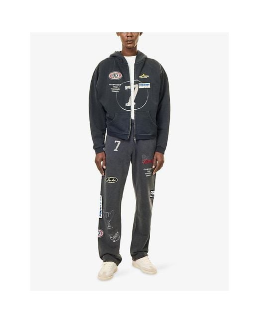 Duke & Dexter Gray Dr4 Eat Dirt Washed Embroidered Cotton Hoody for men