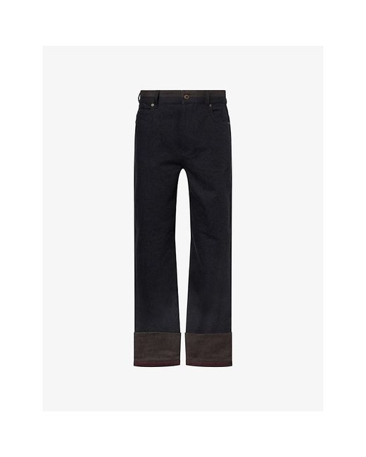 Loewe Black Turn-Up Straight-Leg Denim Jeans for men