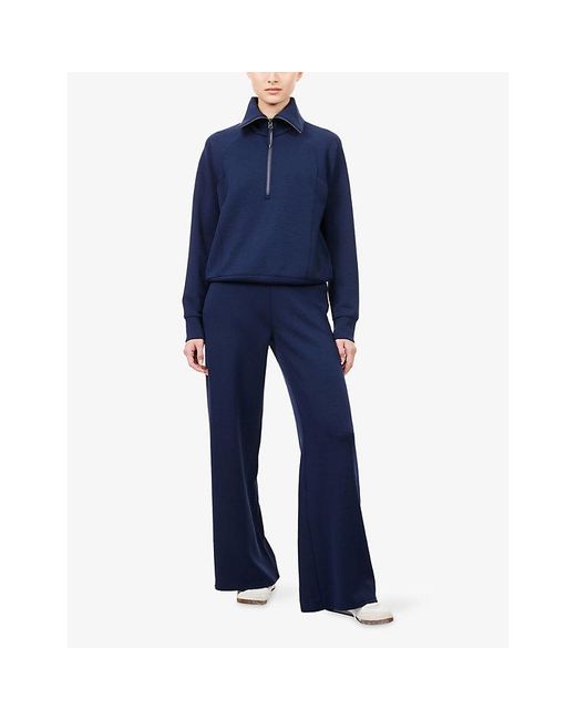Spanx Blue Airessentials Half-Zip Stretch-Jersey Sweatshirt