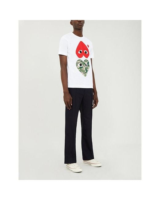 COMME DES GARÇONS PLAY White Heart-print Cotton-jersey T-shirt for men