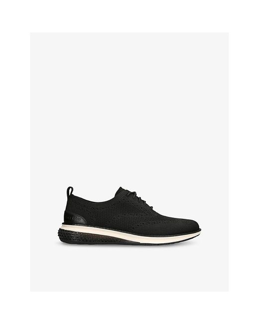Cole Haan Black Zerøgrand Wingtip Stitchlite Knitted Oxford Shoes for men
