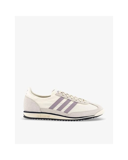 Adidas White Sl 72 Suede And Mesh Low-top Trainers
