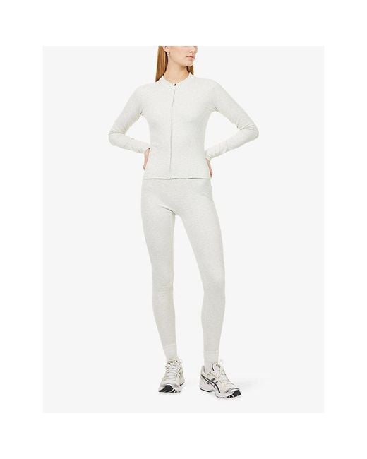 The Couture Club White Sculpt Soft-Touch Long-Sleeves Stretch-Cotton Top