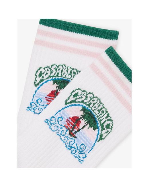 Casablanca White Palm Tree Emblem Stretch Cotton-Blend Socks for men