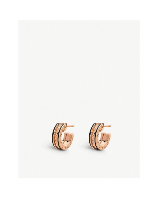 BVLGARI Metallic B.Zero1 18Ct Rose- And Ceramic Hoop Earrings