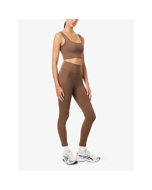 ADANOLA Brown Ultimate High-Rise Stretch-Jersey Leggings