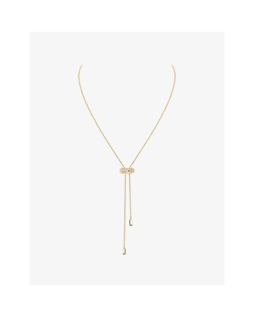 Messika Metallic Moderniste Pave Tie 18Ct And 0.10Ct Diamond Necklace