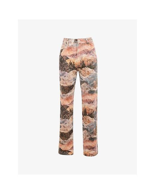 Mistress Rocks Pink Foundry Graphic-Print Straight-Leg Denim Jeans