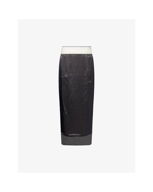 RÓHE Frames Black Inside-Out Wool-Blend Midi Skirt