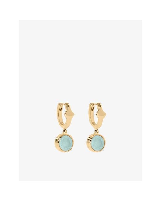 Astley Clarke Metallic Luna 18Ct- Plated Sterling- And Aqua Quartzite Huggie Earrings