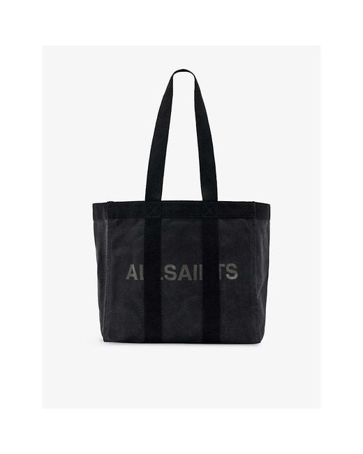 AllSaints Black Layo Washed Cotton-Canvas Tote Bag for men