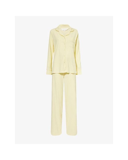 THE NAP CO Yellow Relaxed-Fit Ribbed Stretch-Jersey Pyjama Set