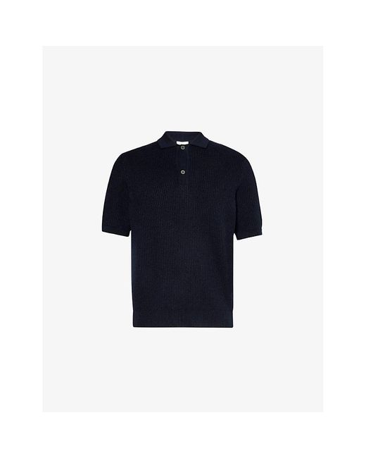 Sunspel Blue Vy Melrose Regular-fit Short-sleeve Cotton-knitted Polo for men