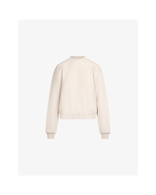 Skims Natural Cotton Fleece Crewneck Classic-Fit Cotton-Blend Sweatshirt
