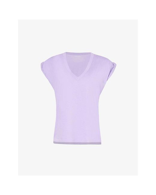 FRAME Purple Easy V-neck Cotton-jersey T-shirt