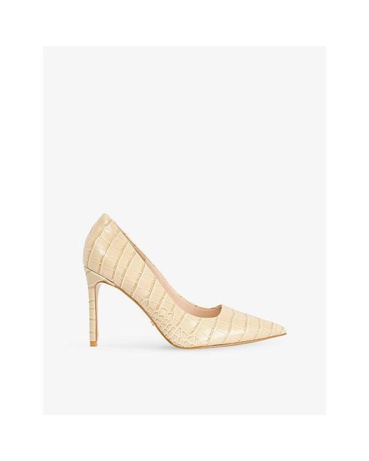Dune Natural Assured Leather Heeled Courts