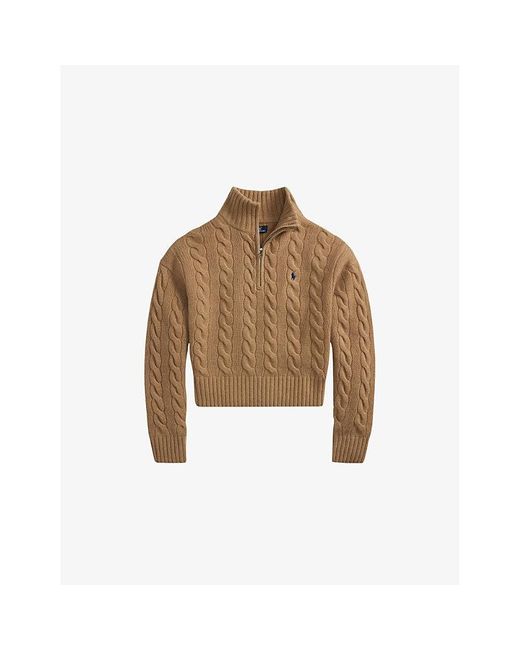 Polo Ralph Lauren Brown Half-Zip Wool And Cashmere Jumper
