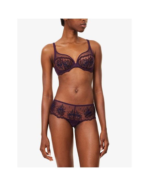 Simone Perele Purple Intrigue Plunge Underwired Lace Bra