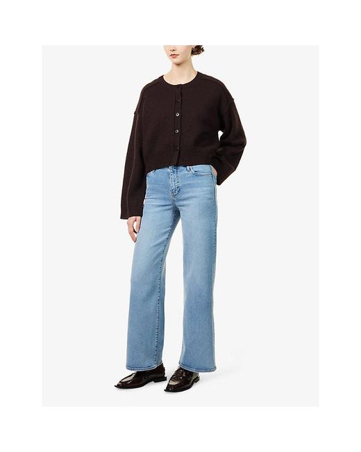 FRAME Blue Le Slim Palazzo Wide-Leg Stretch-Denim Blend Jeans