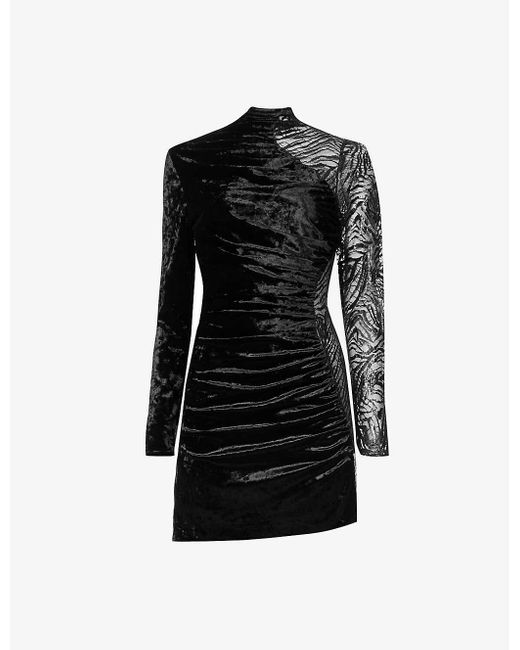 Dundas Lana Sheer-panel Stretch-woven Mini Dress in Black | Lyst