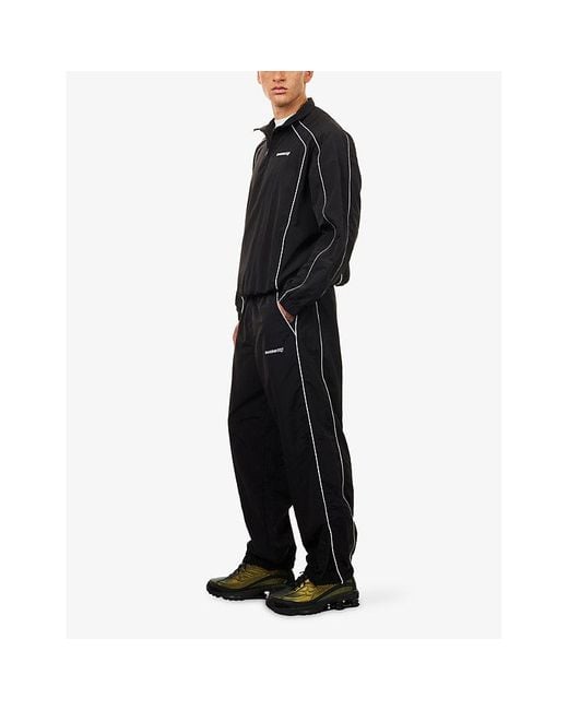 AWAKE NY Men's Black Logo-Embroidered Relaxed-Fit Shell Track Pants