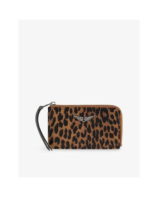 Zadig & Voltaire Black Zv Leopard Leather Card Holder
