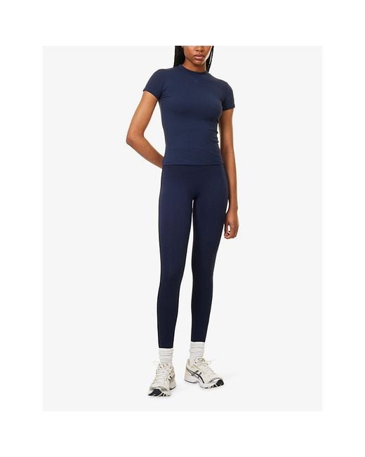 The Couture Club Blue Sculpting Emblem Stretch-Jersey T-Shirt