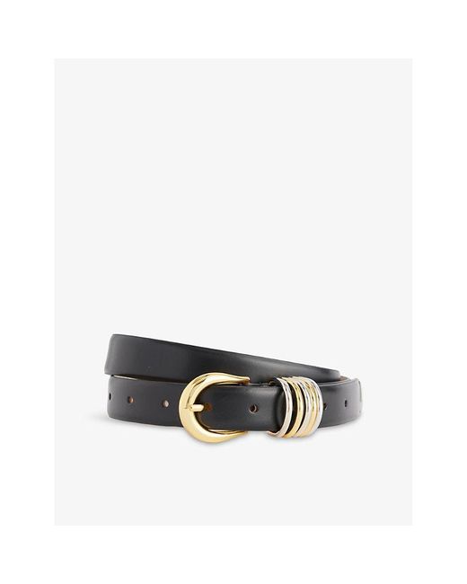 DEHANCHE Black Hollyhock Mixed Metal Leather Belt